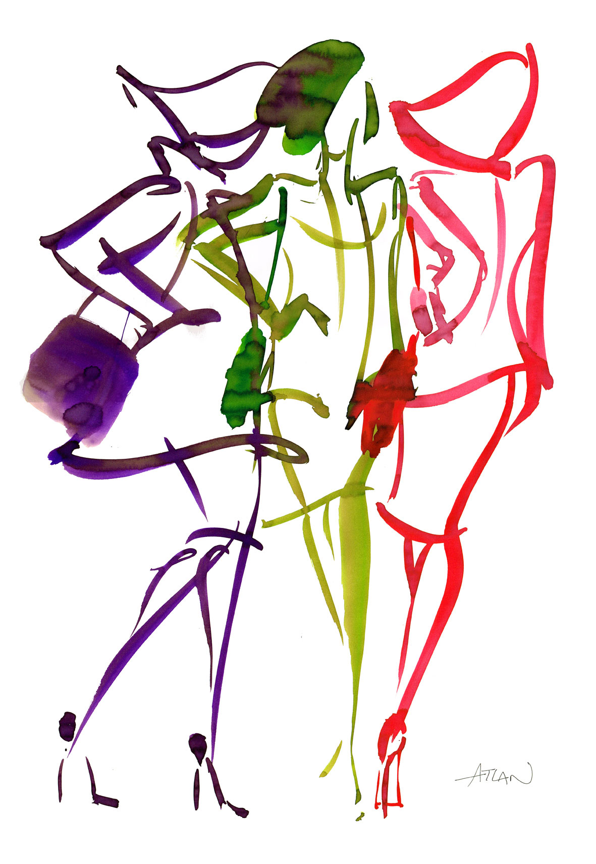 3 Femmes. Encres sur papier 60x40cm.