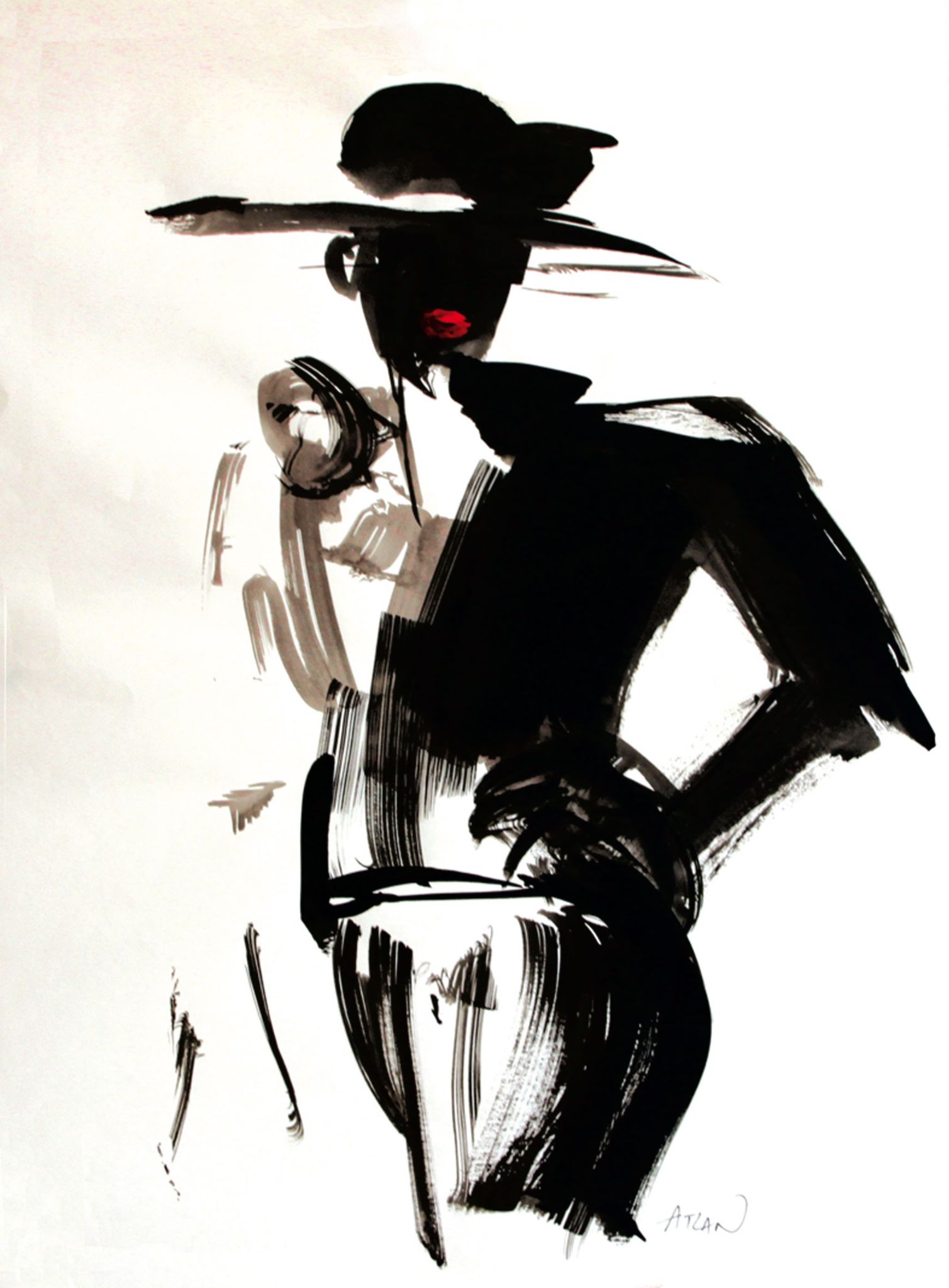 Affiche expo Galerie Franklin Lyon. Encres sur papier 60x40cm.