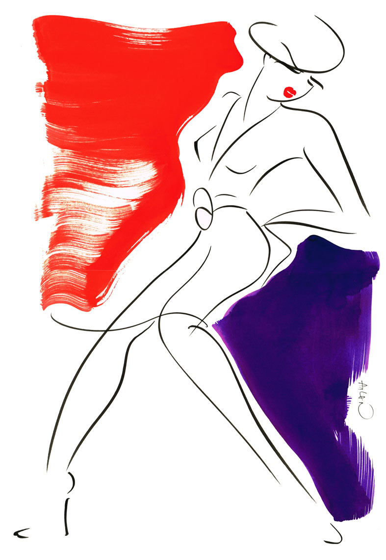 Femme au béret. Acrylique sur papier 40x60cm.