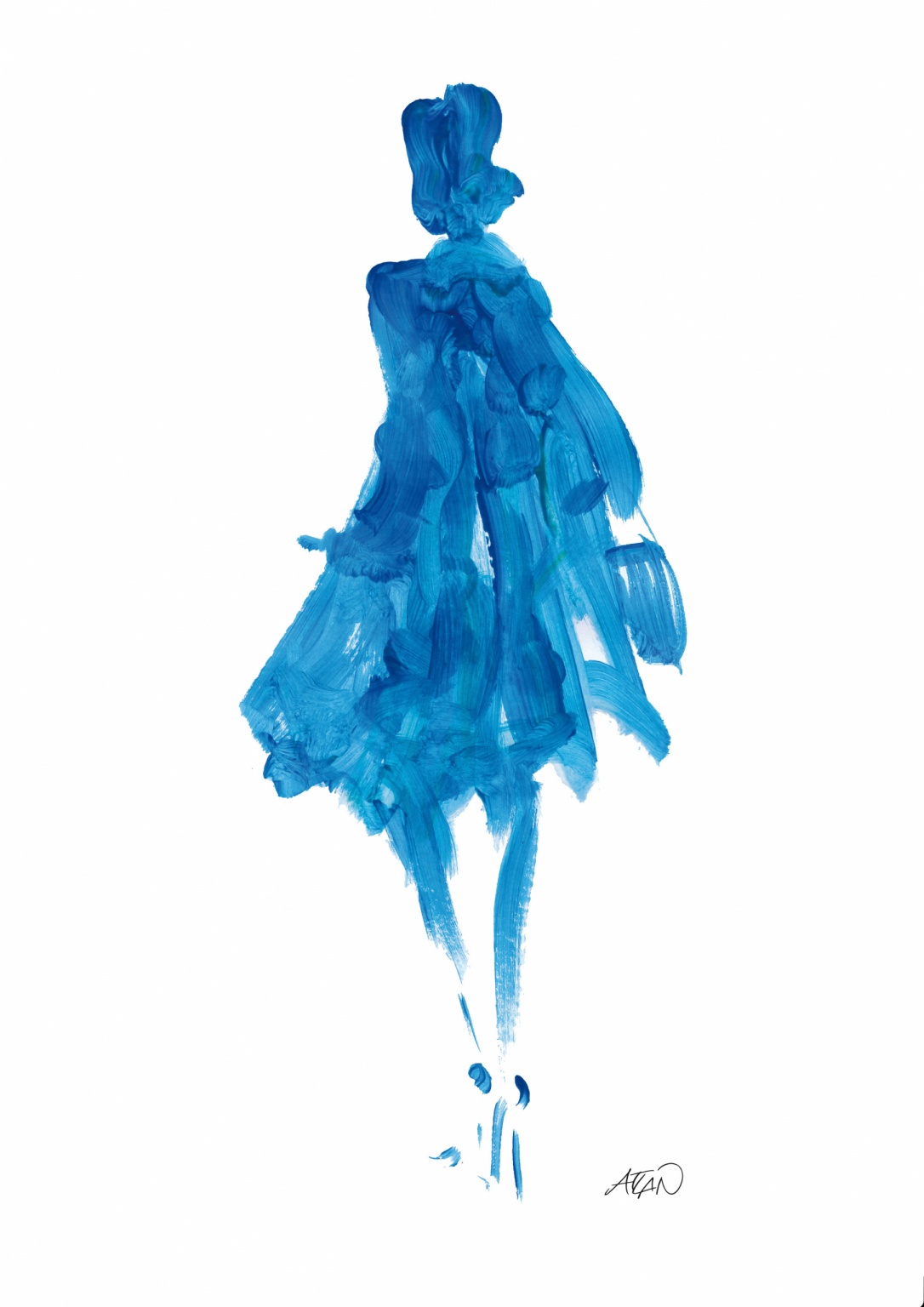 Femme bleue. Acrylique sur papier A4.