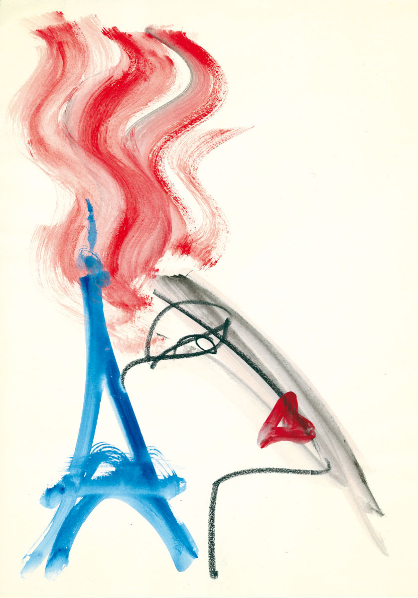 Mondial coiffure beauté Paris. Acrylique sur papier.