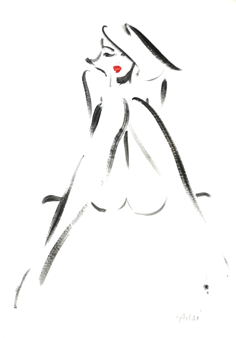 Etude assise. Acrylique sur papier 40x60cm.