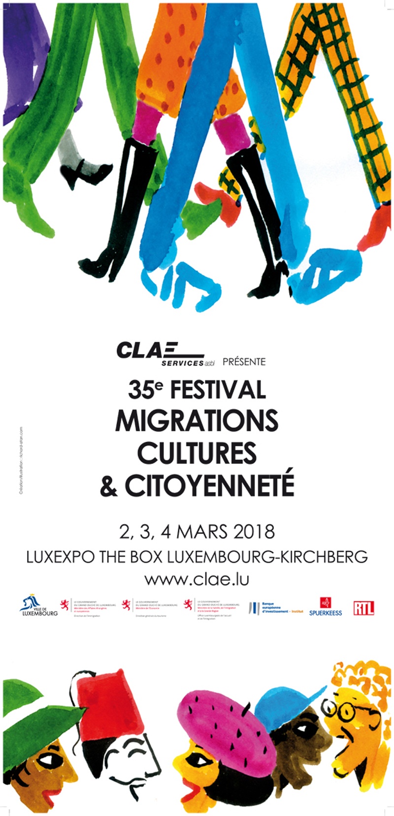 Affiche Migrations, culture et citoyenneté, CLAE, Luxembourg.