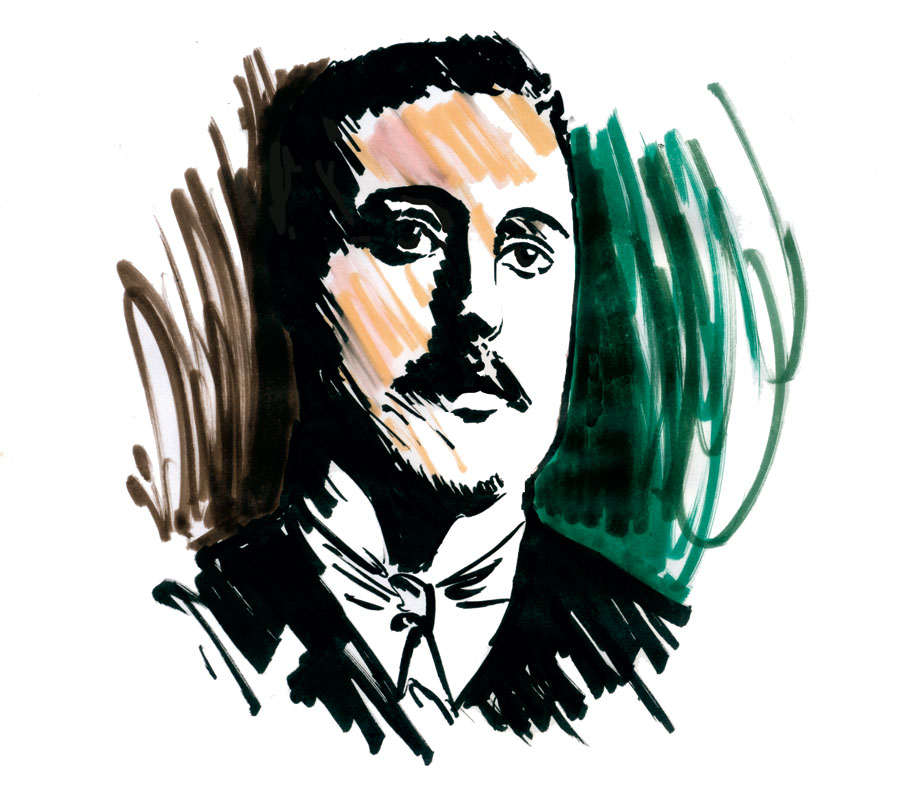 Apollinaire. Encres sur papier. Petits déjeuners poésie Hôtel La Réserve, Paris.