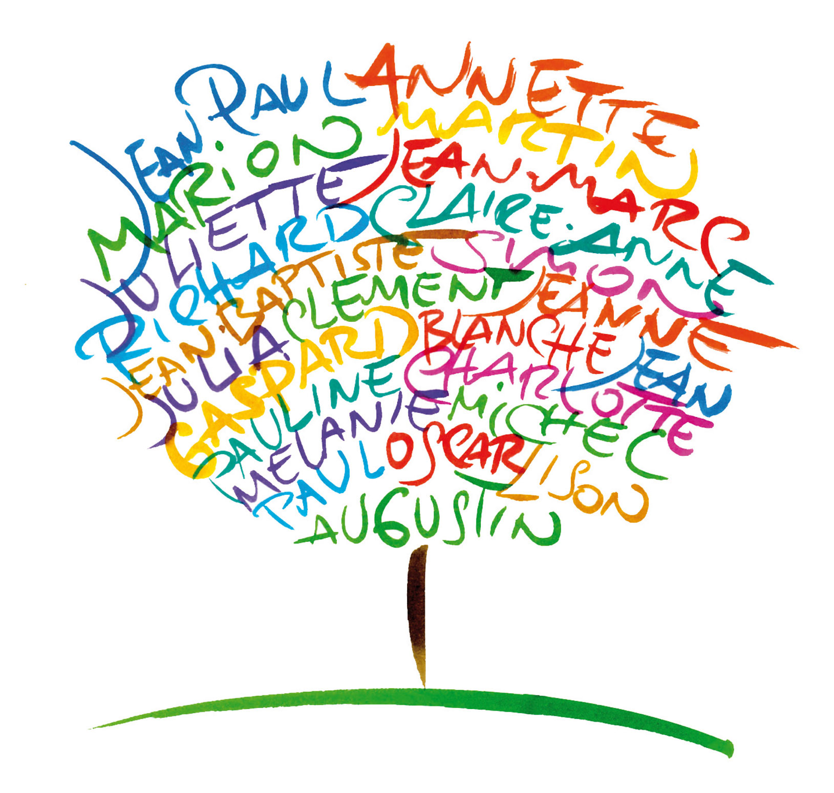 Arbre généalogique personnalisé. Encres sur papier.