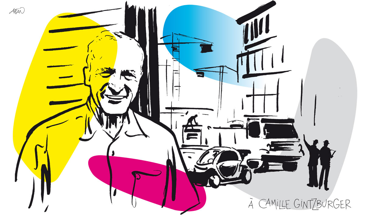 Portrait de Camille Ginzburger, Président EHPAD Les Girondines Lyon. Fresque murale 3x2m.