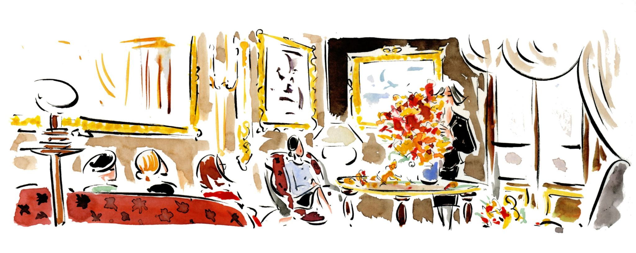 Fleurs dans les salons. Hôtel La Réserve, Paris.