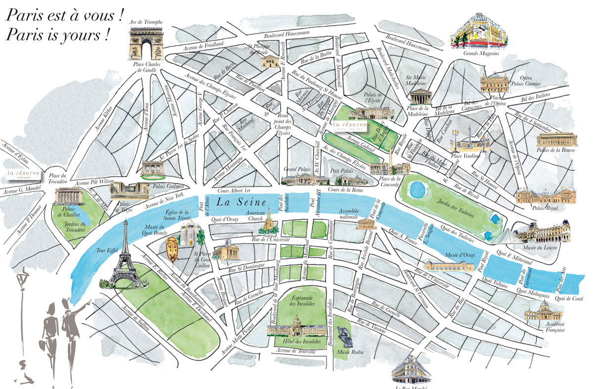 Plan Paris personnalisé pour Hôtel La Réserve, Paris.