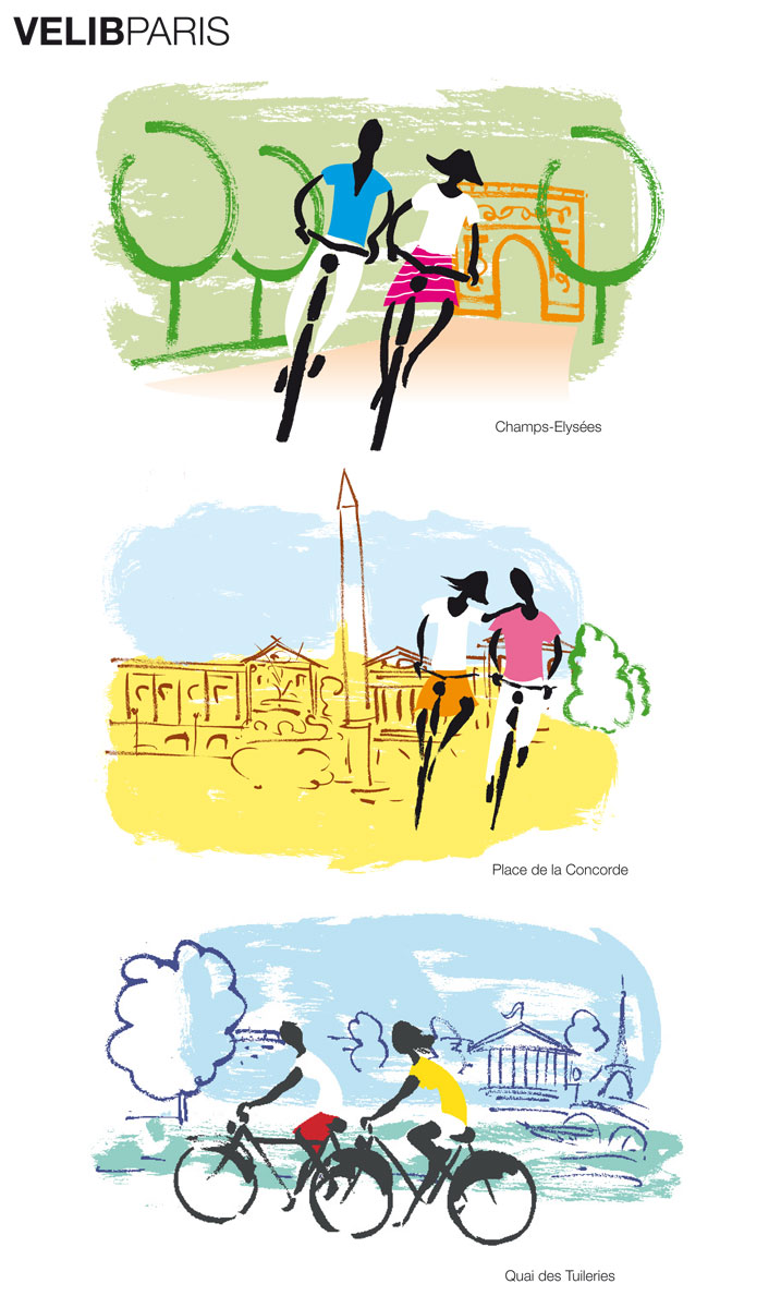 Illustrations diverses. Com VELIB Paris.