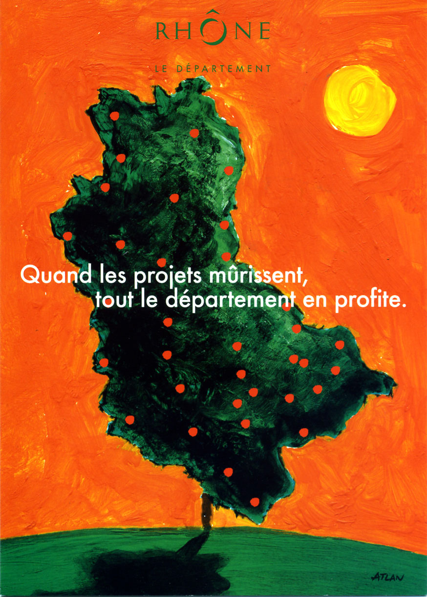 Carte de voeux Département du Rhône. Acrylique sur papier.