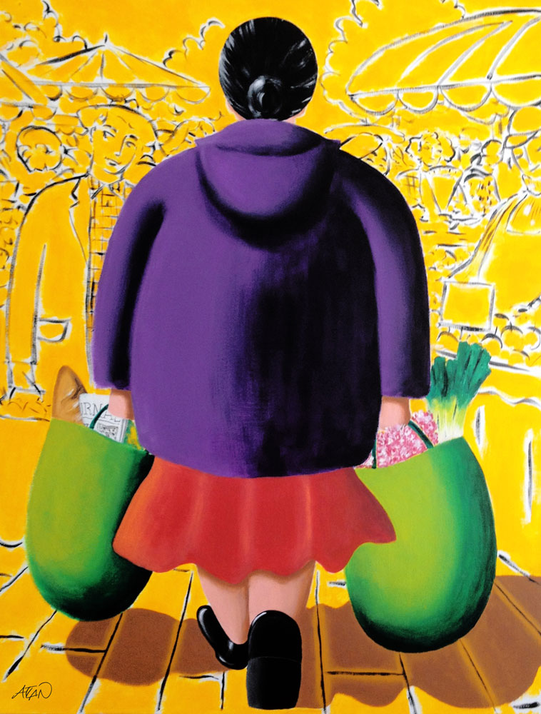 Au marché. Acrylique sur toile 130x90cm.