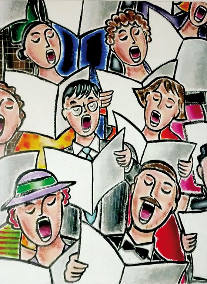 La chorale. Acrylique sur toile 90x60cm.