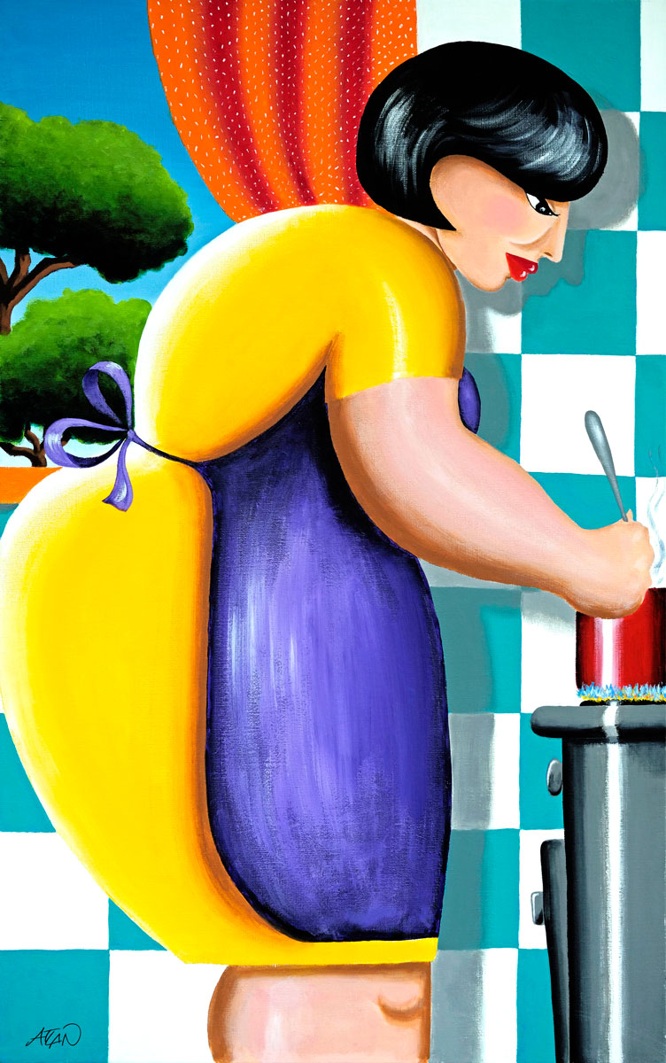 Cuisinière. Acrylique sur toile 120x90cm.