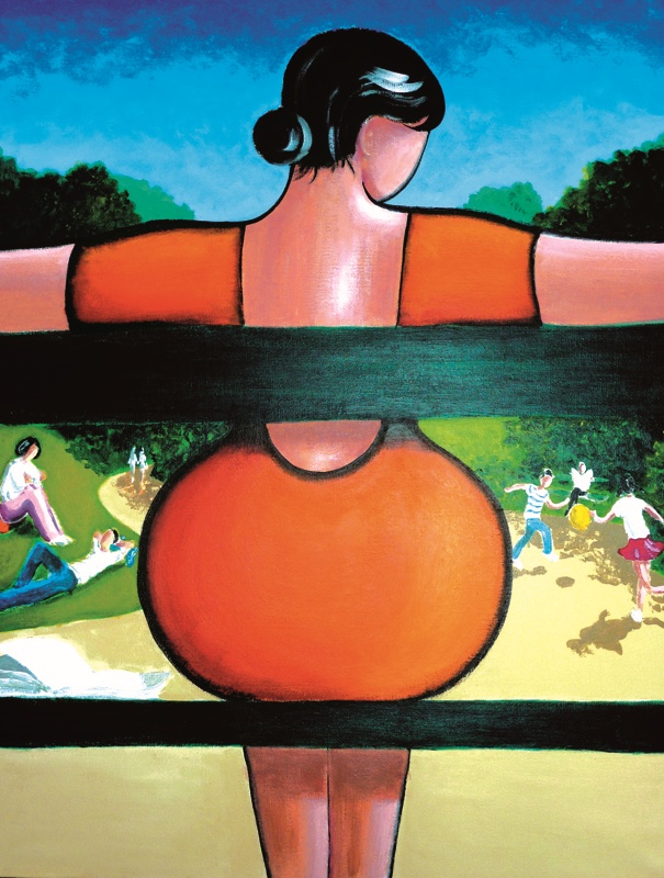 Jardin public. Acrylique sur toile 155x110cm.