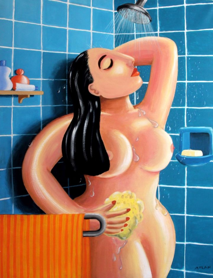 Jour de douche. Acrylique sur toile 150x100cm.