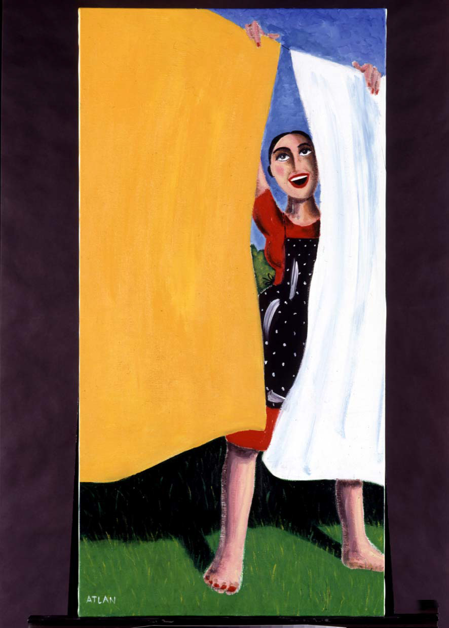 La lavandière. Acrylique sur toile 150x65cm.