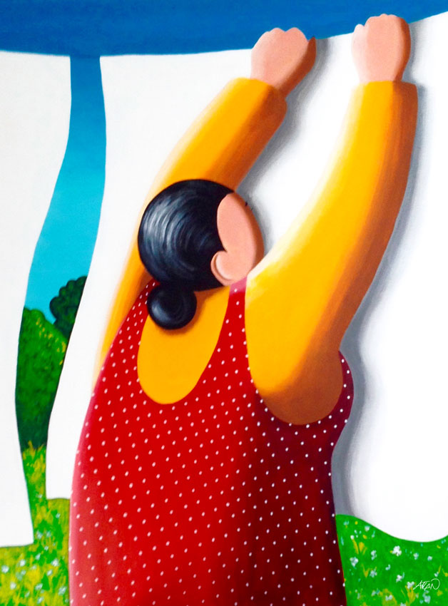 Lavandière. Acrylique sur toile 116x89cm.