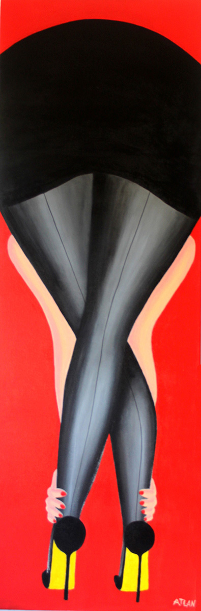 Les collants noirs. Acrylique sur toile 160x55cm.