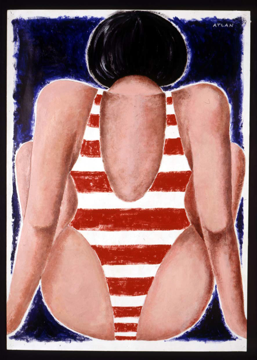 Nageuse de dos. Acrylique sur papier 100x75cm.