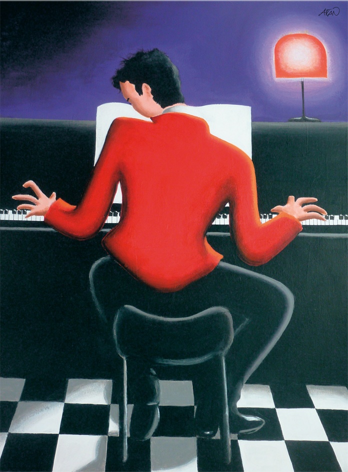 Le pianiste. Acrylique sur toile 110x70cm.