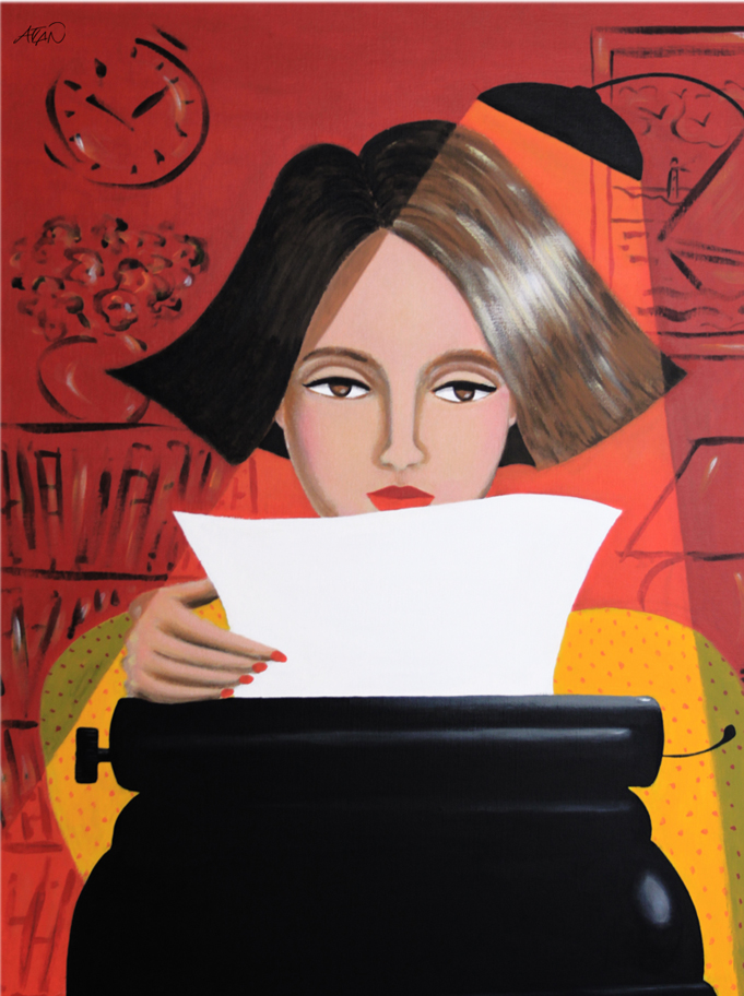 La secrétaire. Acrylique sur toile 110x70cm.